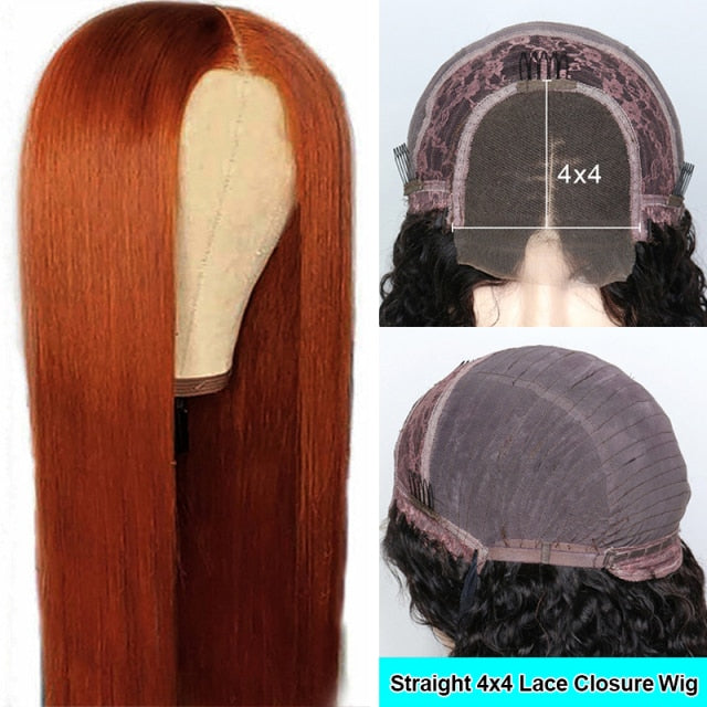 Orange Ginger Lace Front Human Hair Wigs Wavy HD Lace Frontal Wig