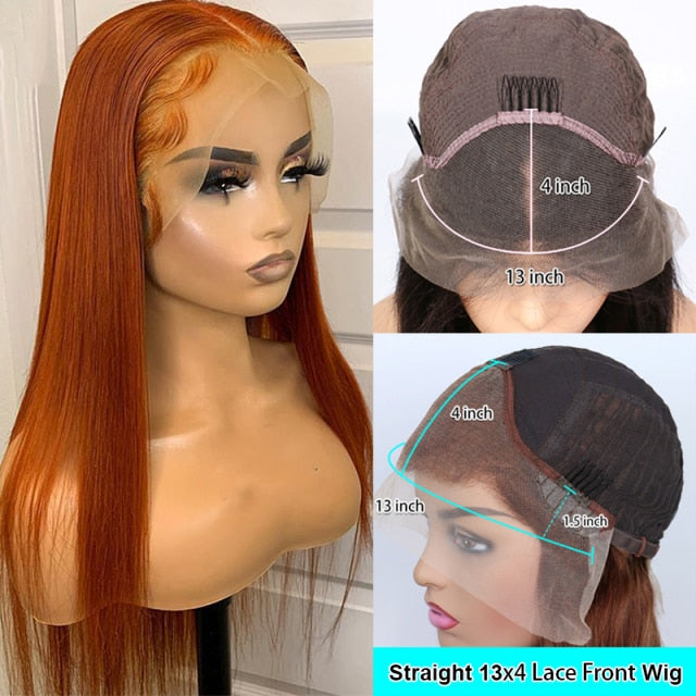 Orange Ginger Lace Front Human Hair Wigs Wavy HD Lace Frontal Wig