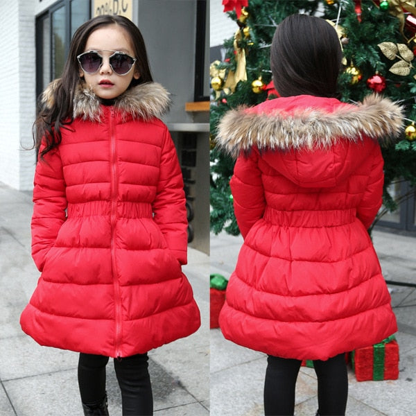 Children Fashion winter Jacket Girl long section cotton warm jacket