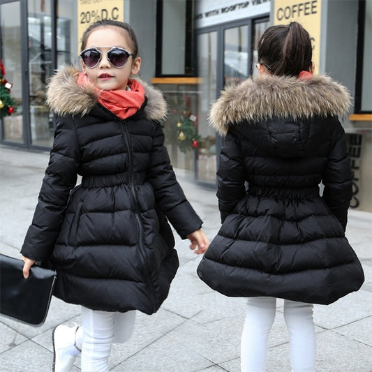 Children Fashion winter Jacket Girl long section cotton warm jacket