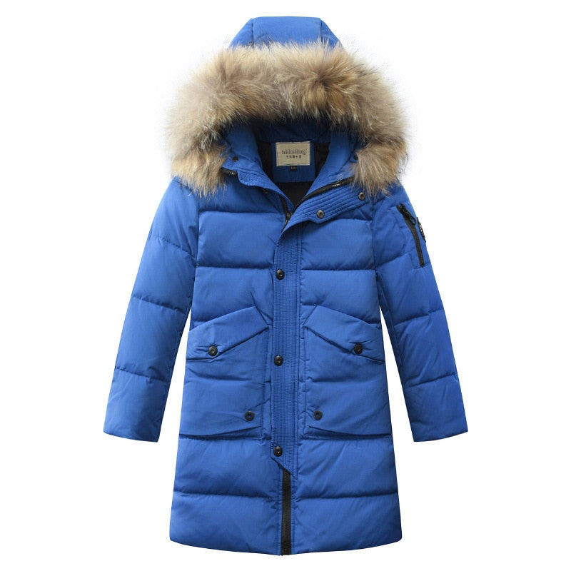 Winter Thicken Parka Real Fur Hooded Children Outerwear Coats
