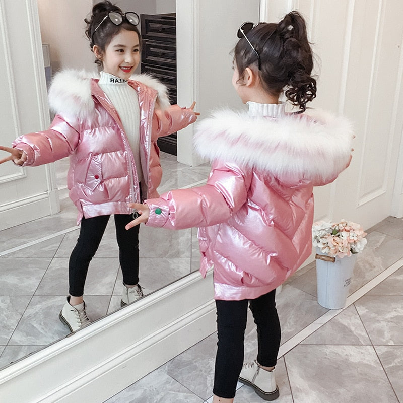 Fashion Winter Kids Cotton Down Jacket for Girl Clothes
