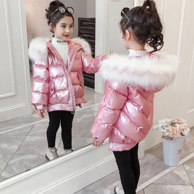 Fashion Winter Kids Cotton Down Jacket for Girl Clothes