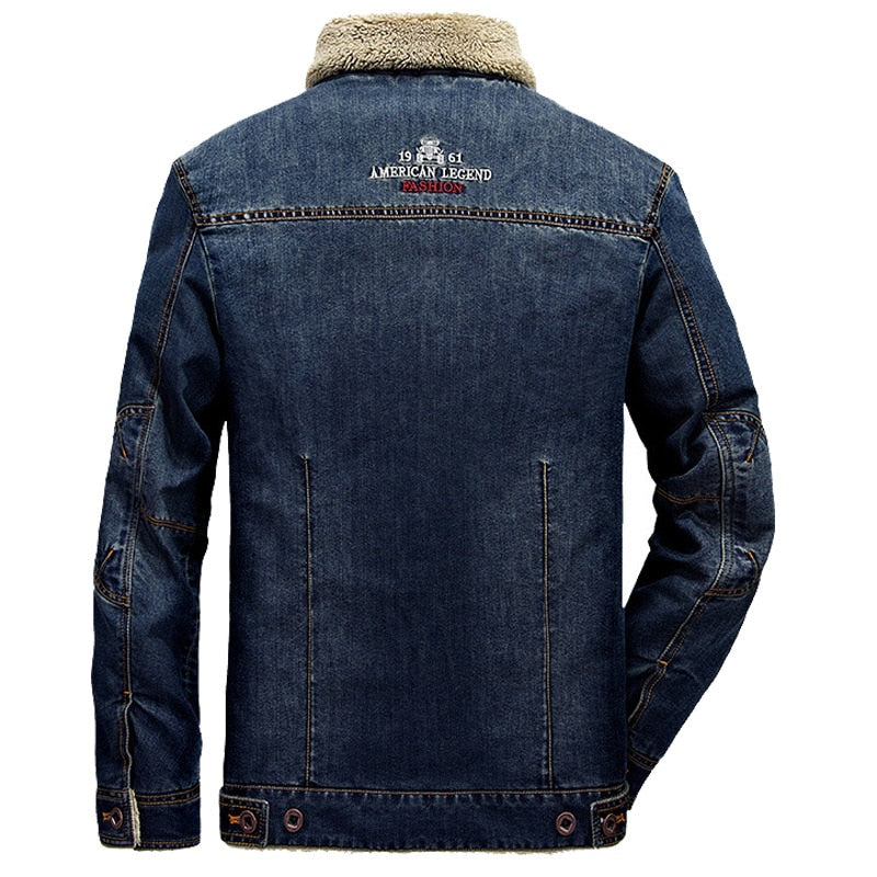 Mens Winter Thick Fleece Chest Pockets Rodeo Lined Denim Jackets