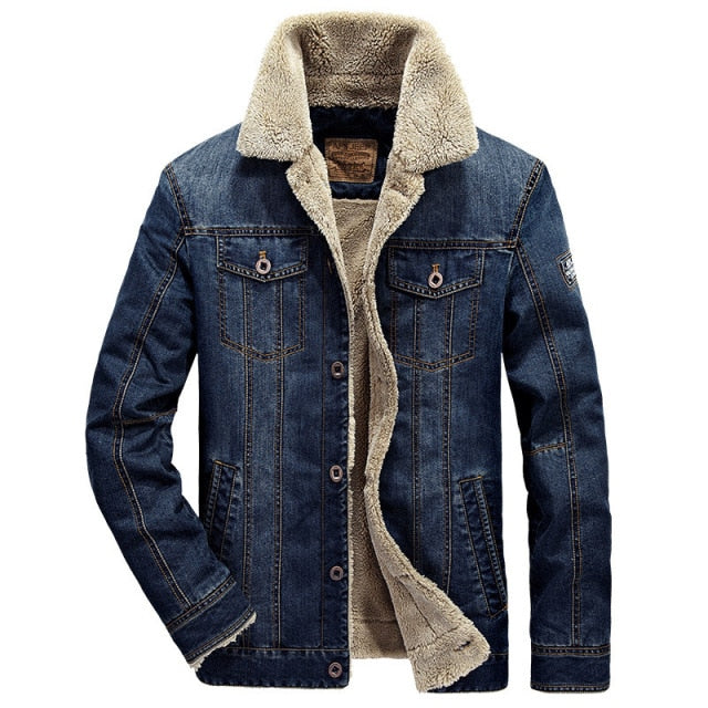 Mens Winter Thick Fleece Chest Pockets Rodeo Lined Denim Jackets