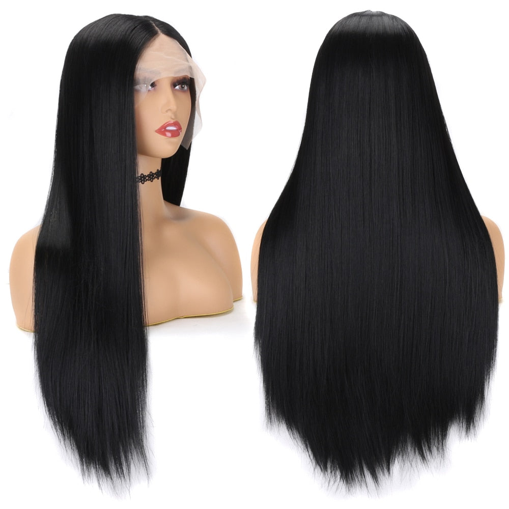Synthetic Long Straight Lace Front Wig Middle Part Wig