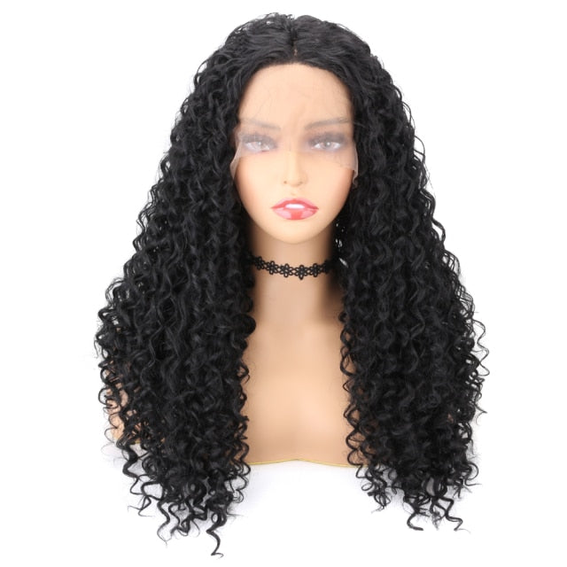 Heat Resistant Fiber Synthetic Lace Wig Middle Part Woman Wigs