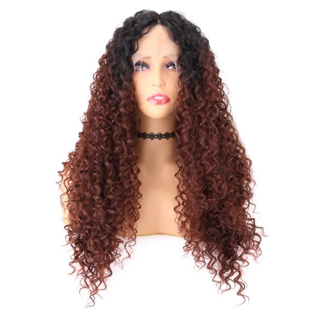 Heat Resistant Fiber Synthetic Lace Wig Middle Part Woman Wigs