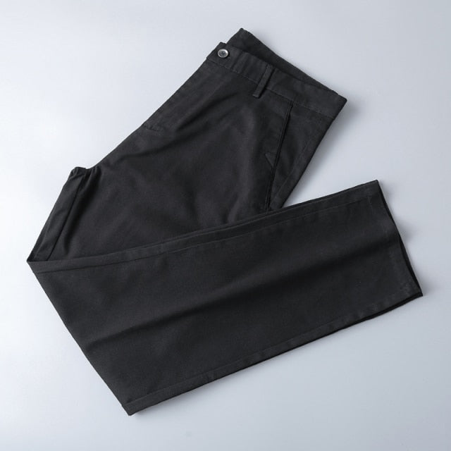 Casual Pants Classic Solid Color Stretch Straight-Leg Trousers