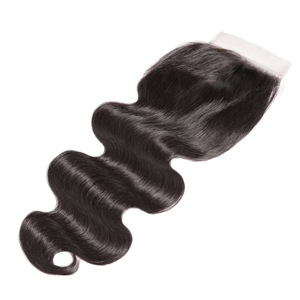 Body Wave Brazilian Hair Weave Bundles With Lace Closure 4x4 Remy Human Hair