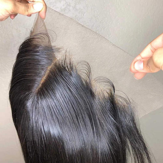 HD Lace Frontal Brazilian Straight Transparent 4x4 Lace Closure 100% Virgin Human Hair Pre Plucked Hairline