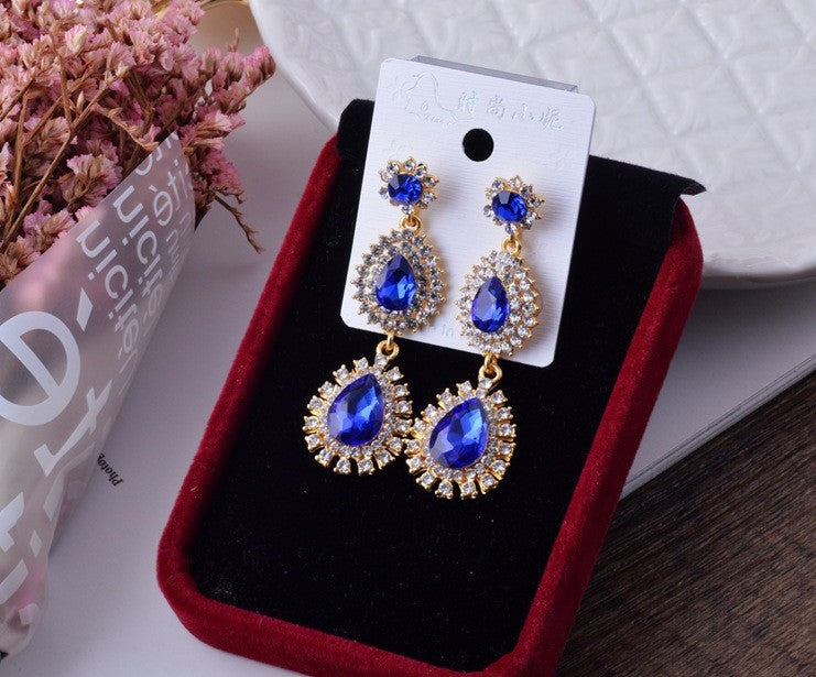 Wholesale 12 Pairs Mixed Lot Crystal Flower Drop Earrings