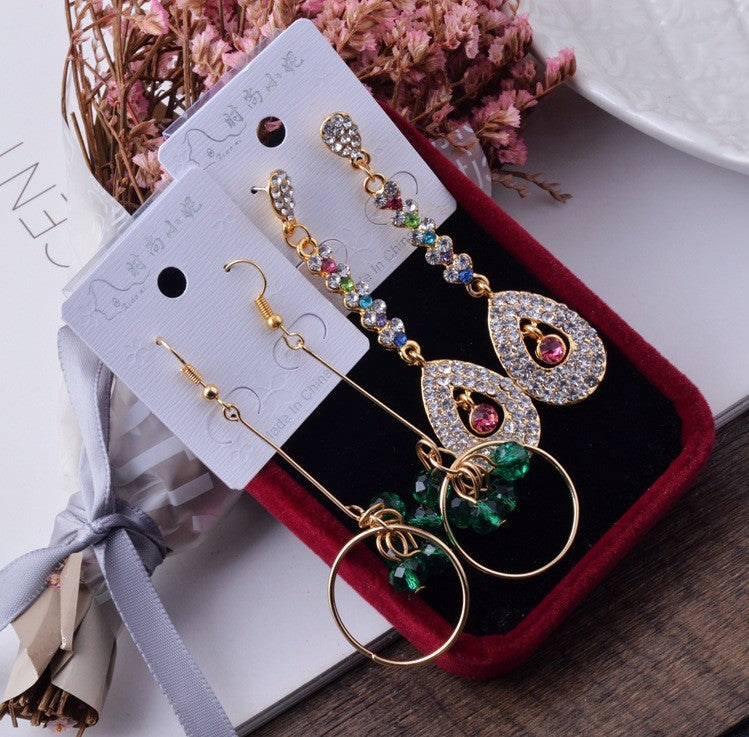 Wholesale 12 Pairs Mixed Lot Crystal Flower Drop Earrings