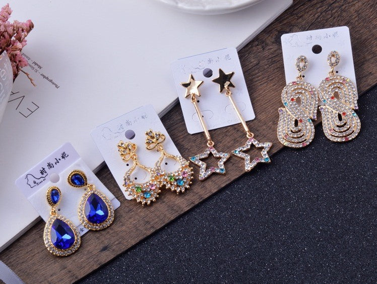 Wholesale 12 Pairs Mixed Lot Crystal Flower Drop Earrings