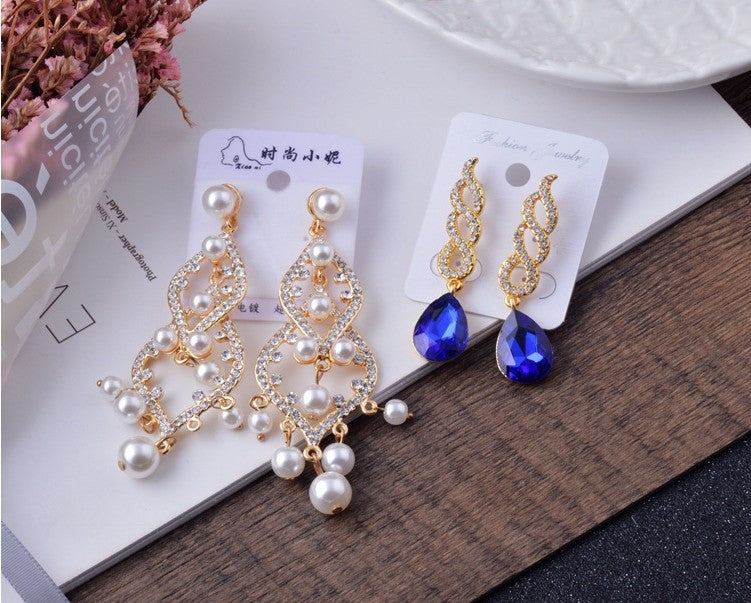 Wholesale 12 Pairs Mixed Lot Crystal Flower Drop Earrings