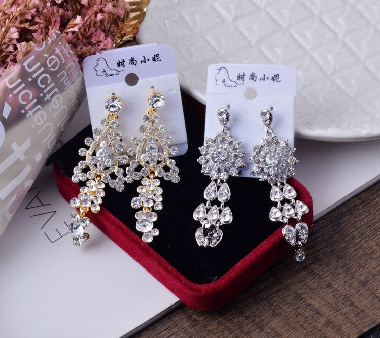 Wholesale 12 Pairs Mixed Lot Crystal Flower Drop Earrings