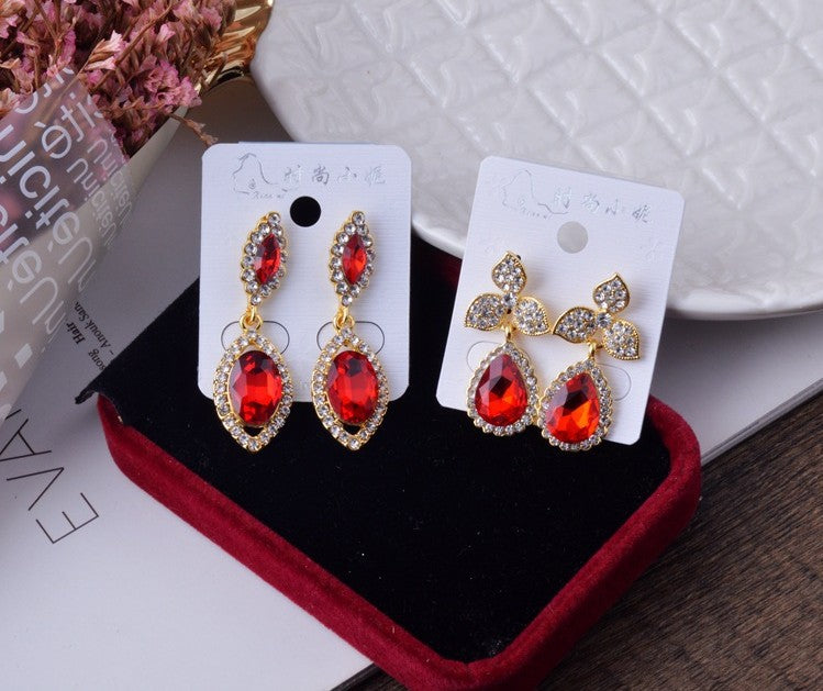 Wholesale 12 Pairs Mixed Lot Crystal Flower Drop Earrings