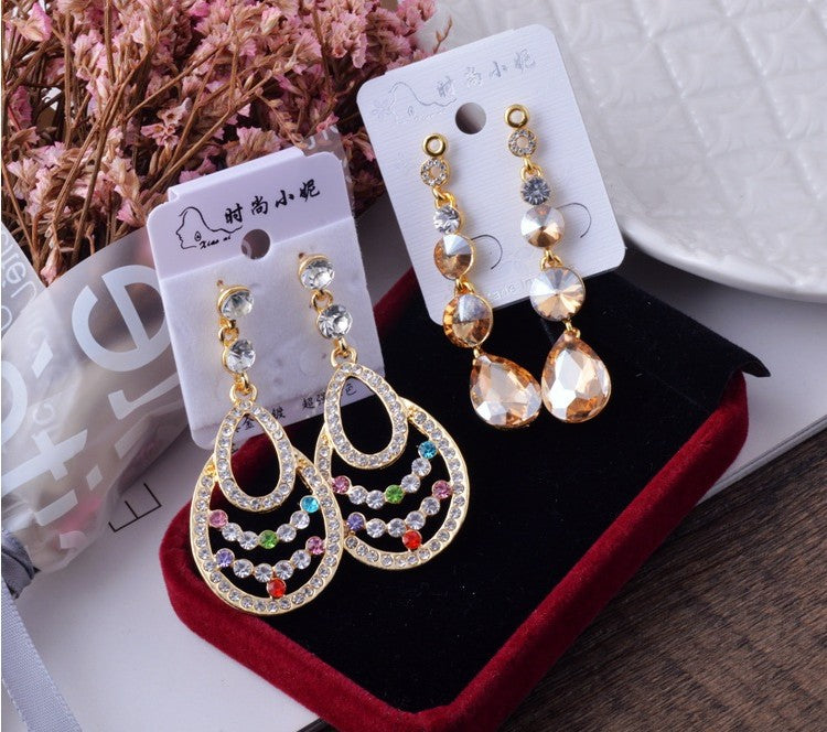 Wholesale 12 Pairs Mixed Lot Crystal Flower Drop Earrings