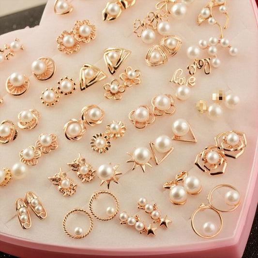 36 Pairs/lot Cute Simulated Pearl Earrings Wholesale