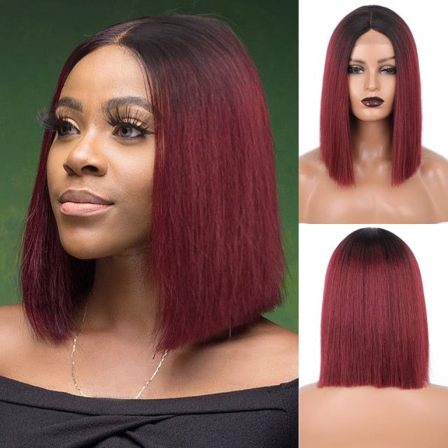 Synthetic Straight Short Ombre Red Bob Wigs Synthetic Straight Wigs