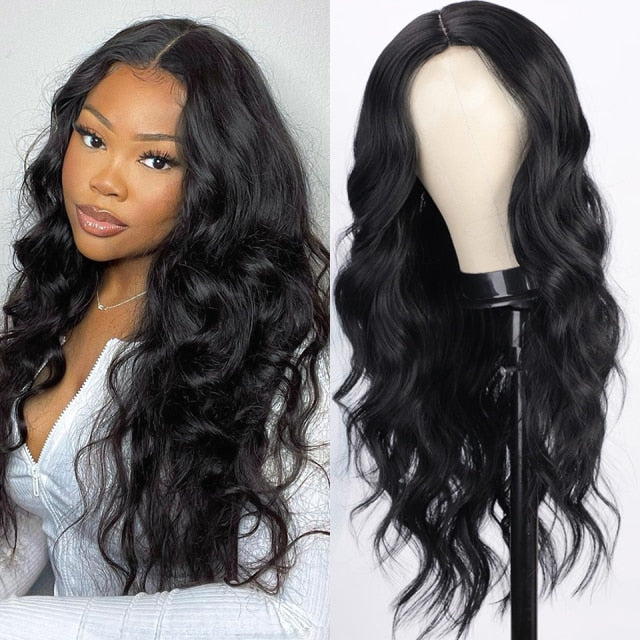 Highlight Wig Long Body Wave Synthetic Wigs Heat Resistant Fiber