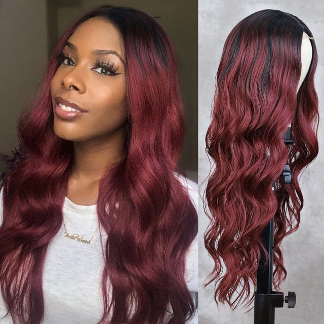 Highlight Wig Long Body Wave Synthetic Wigs Heat Resistant Fiber