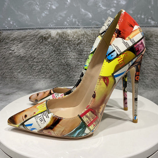 African Women Patent Pointy Toe Sexy High Heel Shoes