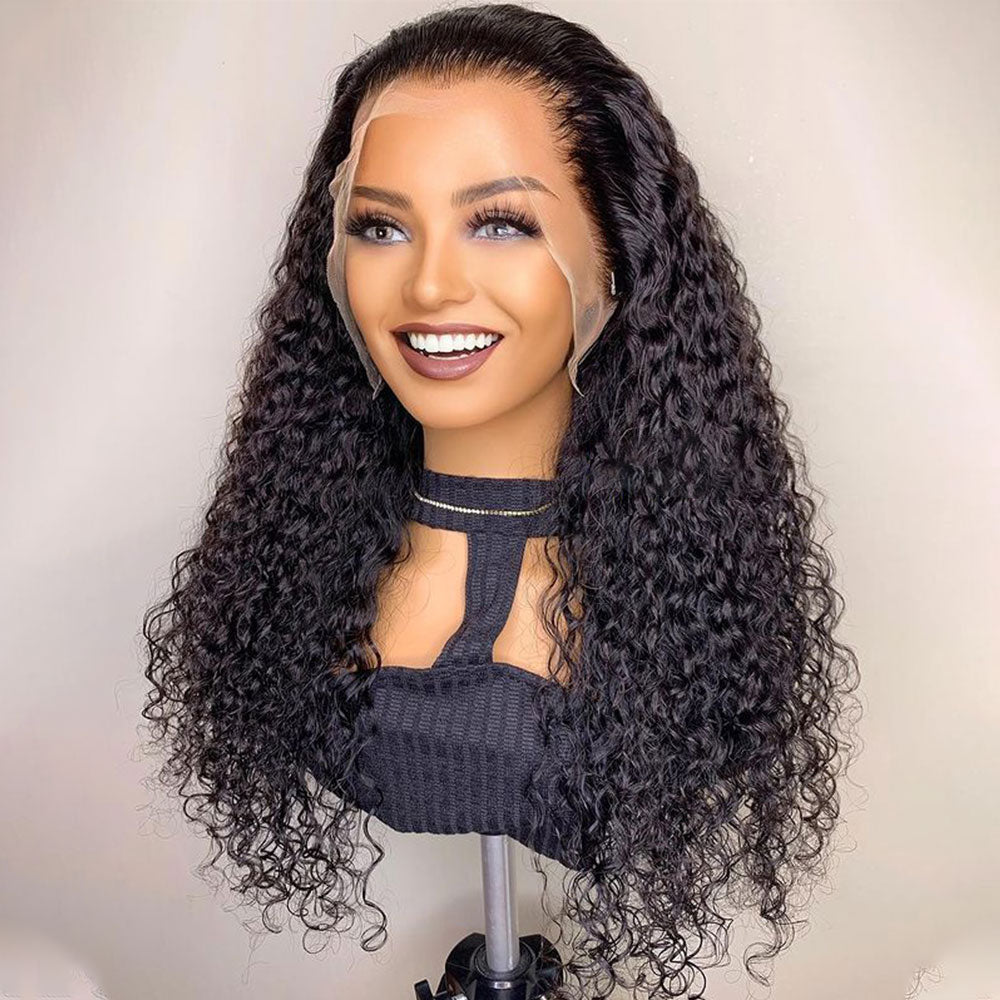 180 Density Kinky Curly Synthetic Lace Front Wig  Glueless Heat Resistant