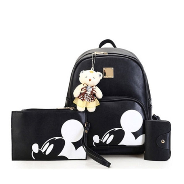 Disney 3/PCS women bag Mickey cartoon fashion backpack