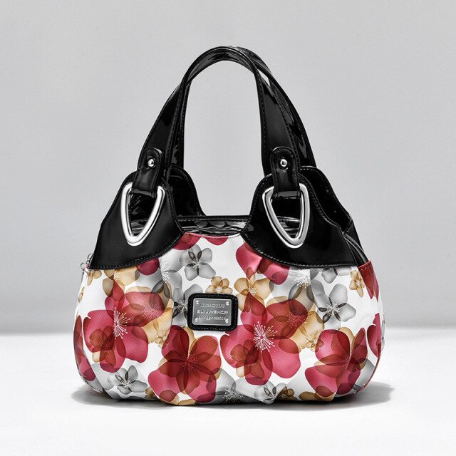 Fashion Flower Print High Quality Zipper Simple High-Capacity Handbag