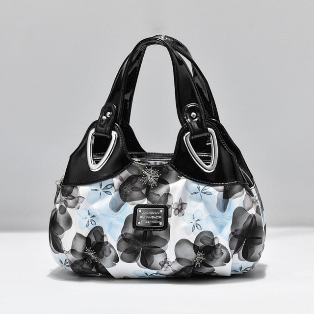 Fashion Flower Print High Quality Zipper Simple High-Capacity Handbag