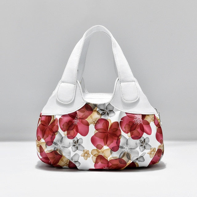 Fashion Flower Print High Quality Zipper Simple High-Capacity Handbag