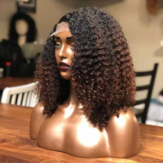 Glueless Afro Kinky Curly Lace Front Human Hair Wigs Pre Plucked 250% Density Lace Front Wigs