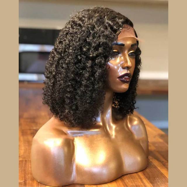 Glueless Afro Kinky Curly Lace Front Human Hair Wigs Pre Plucked 250% Density Lace Front Wigs