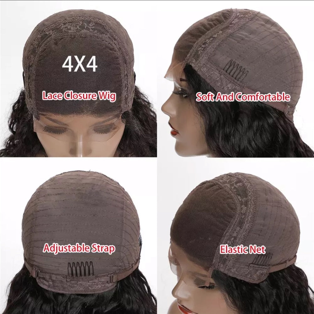 4X4 HD Transparent Lace Front Human Hair Wigs Short Bob