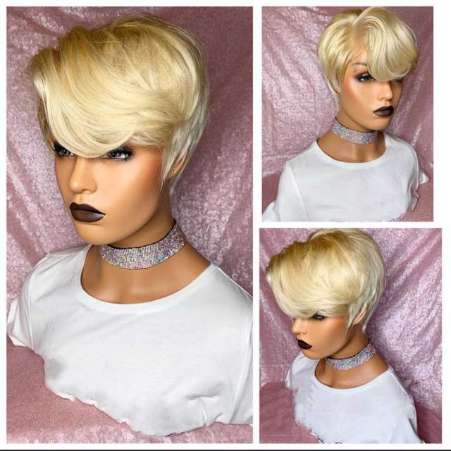 13x6x1 T Part Lace Wig Preplucked Hairline Straight Pixie Wig