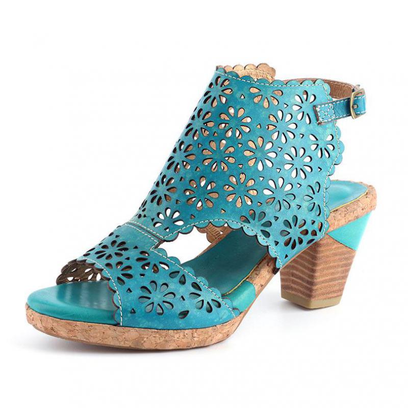 Women Shoes Genuine Leather Buckle Strap Casual Sewing Handmade Ladies Sandals