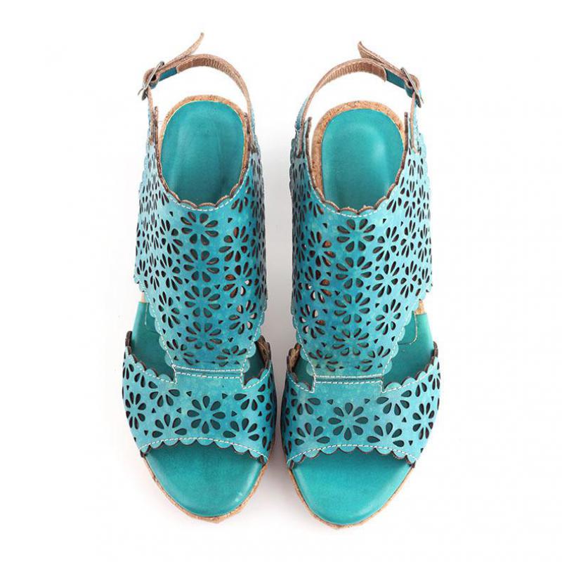 Women Shoes Genuine Leather Buckle Strap Casual Sewing Handmade Ladies Sandals