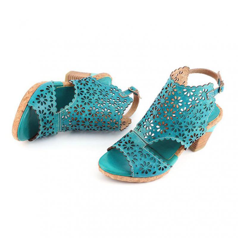 Women Shoes Genuine Leather Buckle Strap Casual Sewing Handmade Ladies Sandals