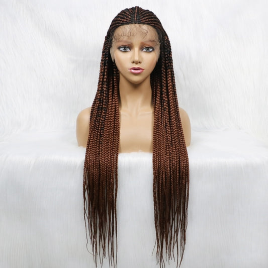 34 Inches Braided Wigs Synthetic Lace Front Knotless Box Braid Wig