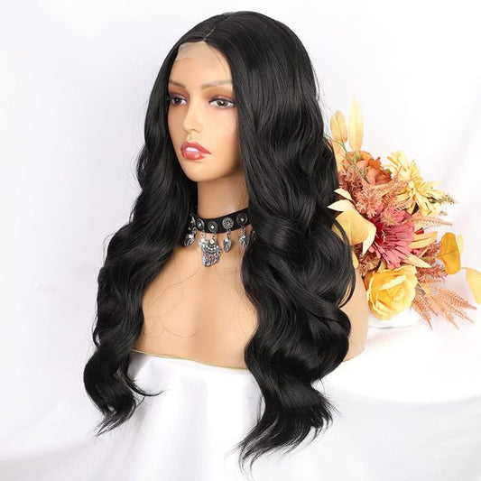 Synthetic Long Wavy  Wig Highlight Middle Part Wig
