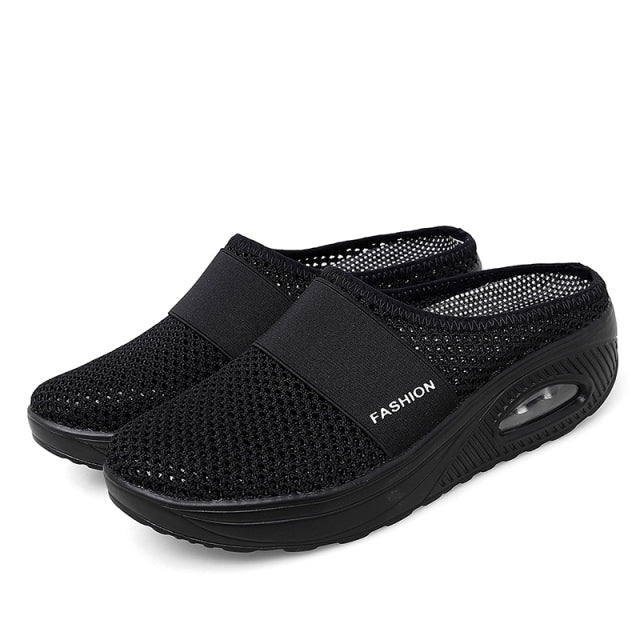 Women Slippers Sandals Summer Platform Beach Slippers Breathable Mesh Flat Shoes
