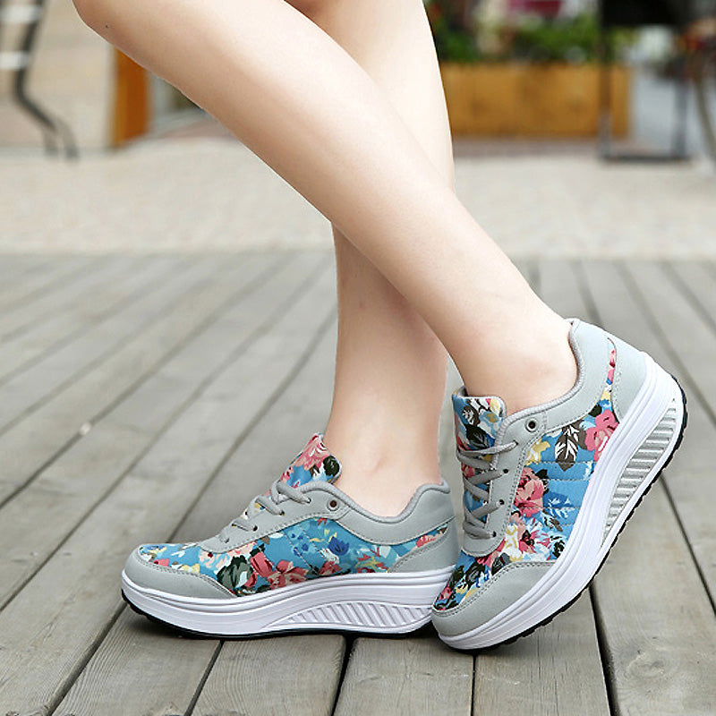 Fashion Blossom Sneakers Comfortable Wedges Heels Footwear