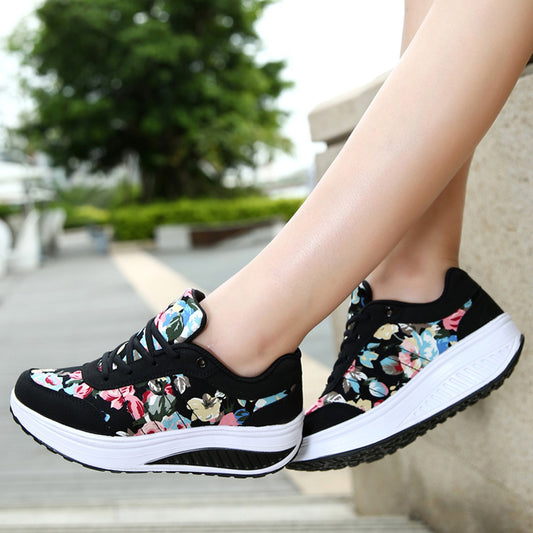 Fashion Blossom Sneakers Comfortable Wedges Heels Footwear
