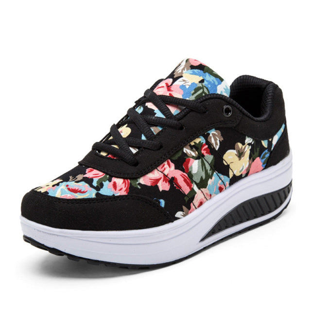 Fashion Blossom Sneakers Comfortable Wedges Heels Footwear
