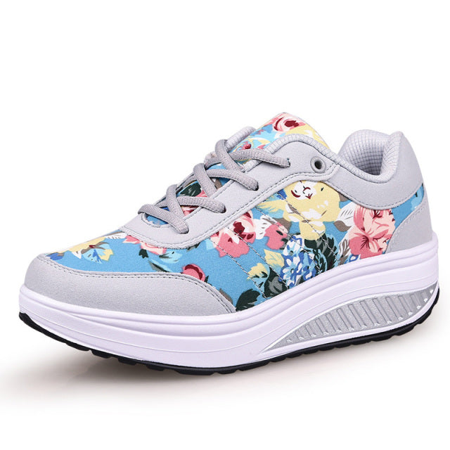 Fashion Blossom Sneakers Comfortable Wedges Heels Footwear