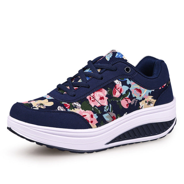 Fashion Blossom Sneakers Comfortable Wedges Heels Footwear