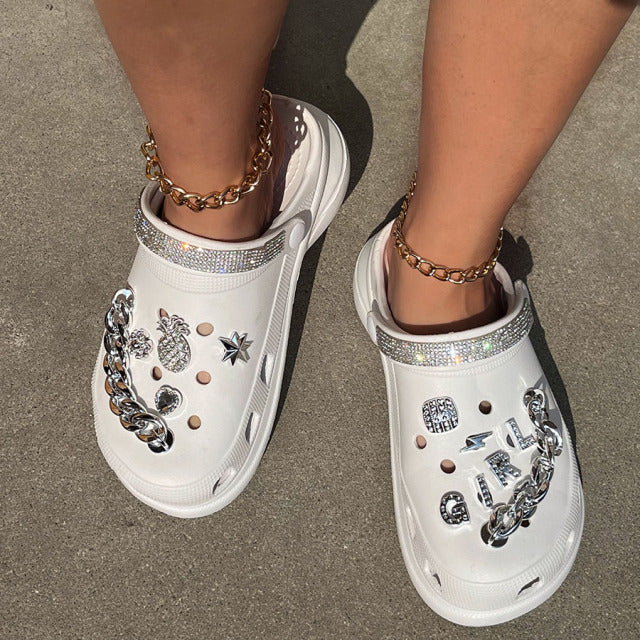 Women Sandals Shoes Summer Chain Platform Slippers Beach Garden Shoes
