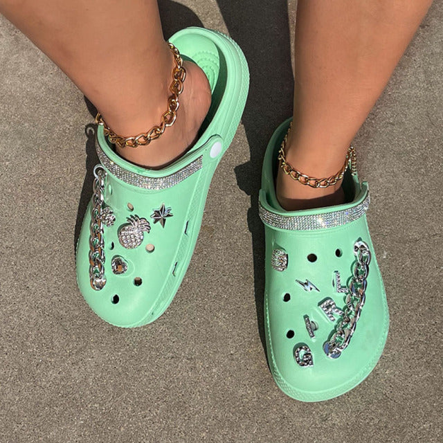 Women Sandals Shoes Summer Chain Platform Slippers Beach Garden Shoes