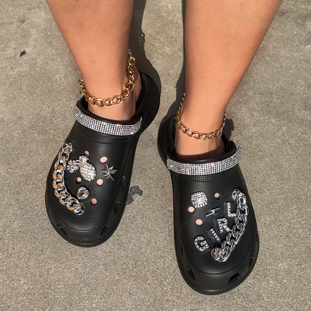 Women Sandals Shoes Summer Chain Platform Slippers Beach Garden Shoes
